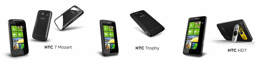 HTC : cinco nuevos smartphones WP7